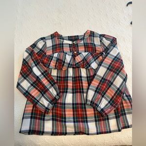 J Crew Plaid Blouse with Ruffle. Size - medium.